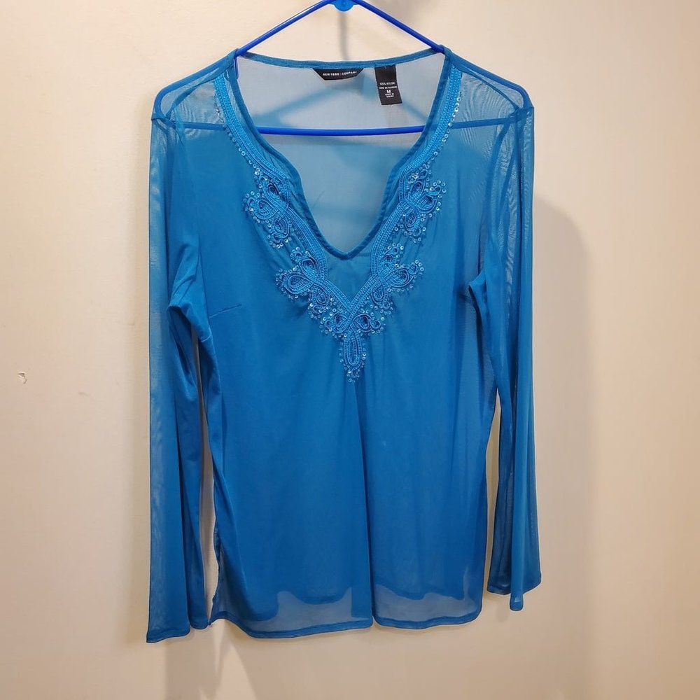 New York & Company 100% Nylon transparent blouse size M